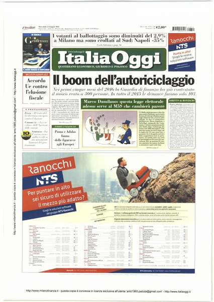 Italia oggi : quotidiano di economia finanza e politica